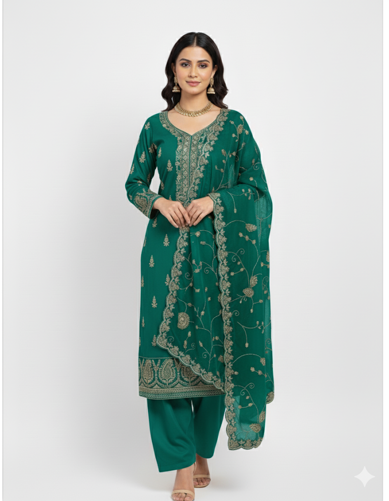 Teal Colour premium suit Dress material -Ethnic Wear | pooja textile