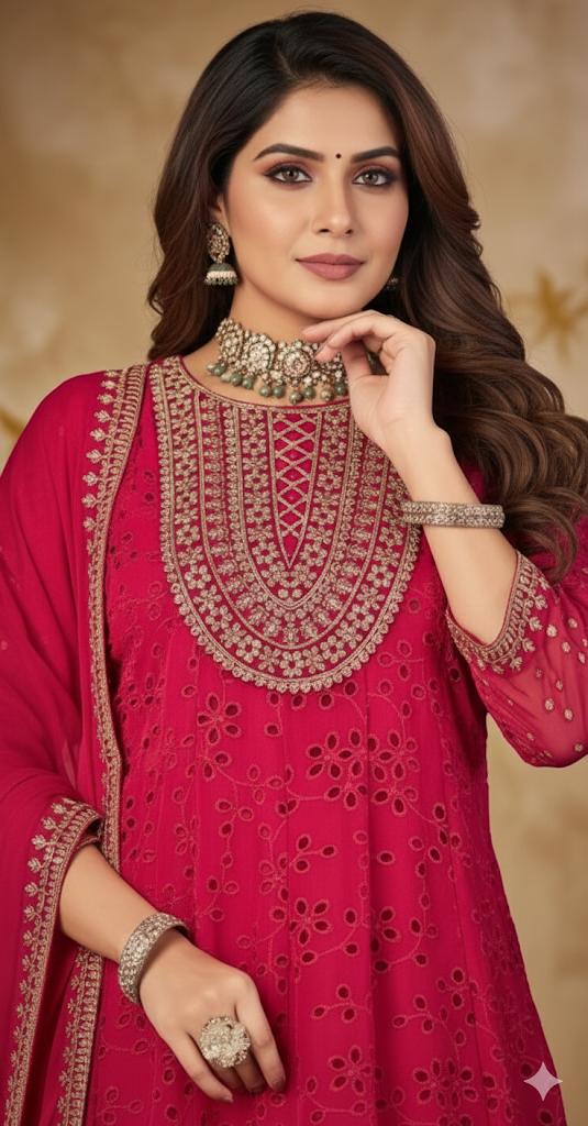 Pink Georgette Suit - Elegant Ethnic Wear | Pooja Textile