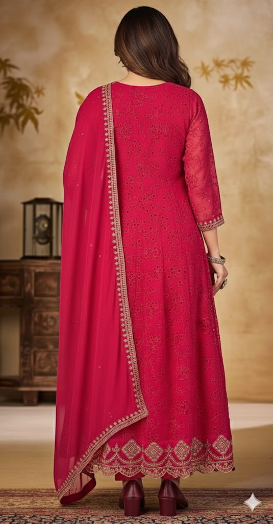 Pink Georgette Suit - Elegant Ethnic Wear | Pooja Textile