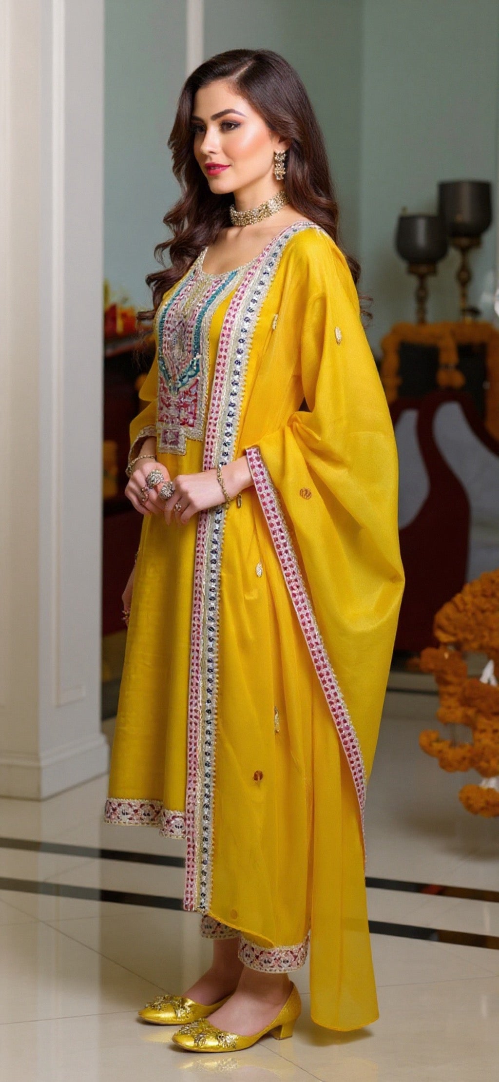 Blended Silk Mustard Color Suit Set - Premium Ethnic Wear