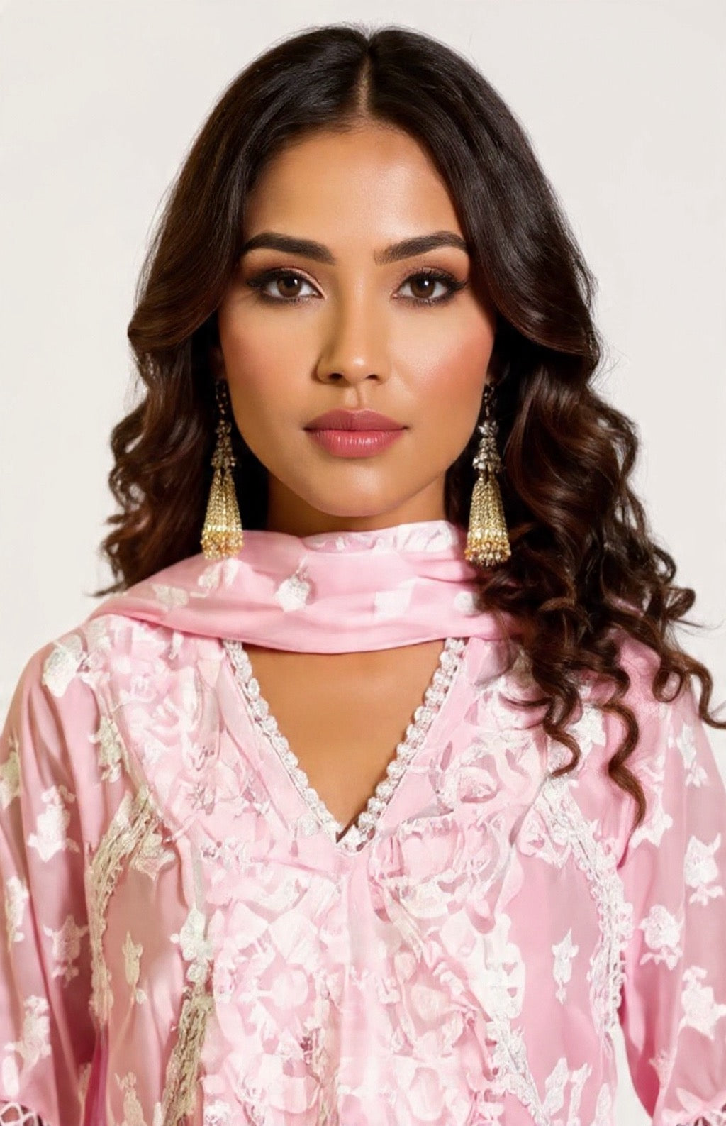 Women's Pink Embroidered Pure Cotton Suit Set - Premium Quality