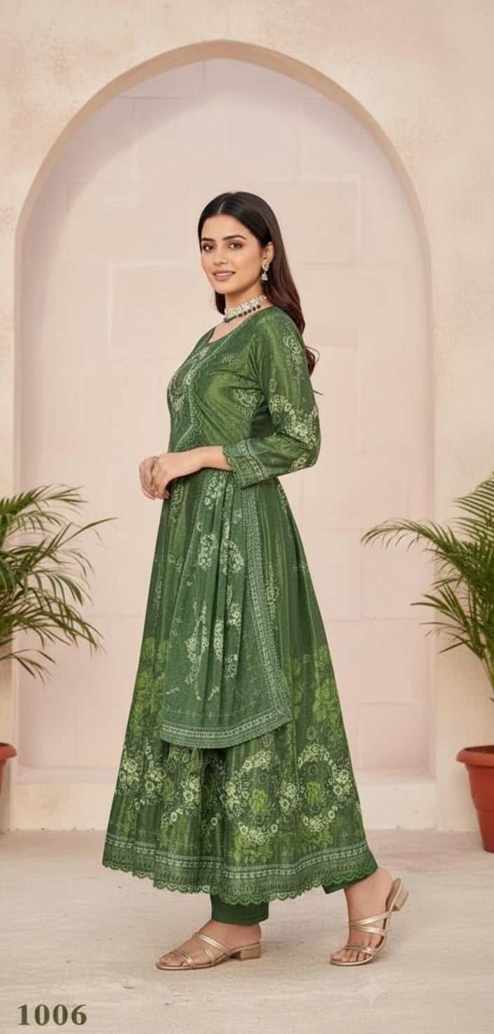 Green Anarkali Suits Set - Traditional Indian Ethnic Wear |