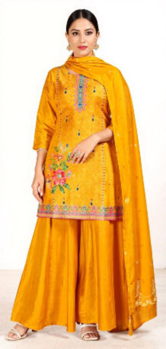 Mustard Dola Silk Suit Set - Traditional Ethnic Wear | Pooja Textile