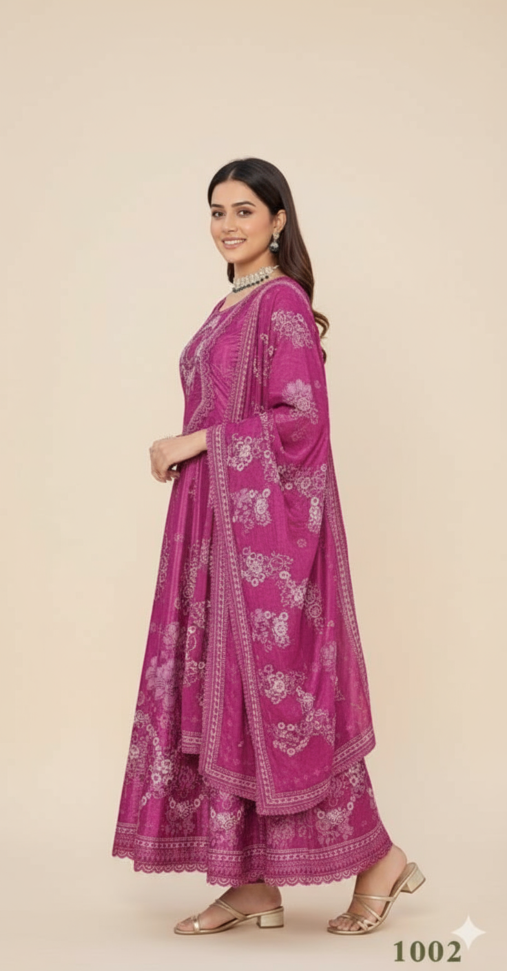 Magenta Anarkali Suits Set - Traditional Indian Ethnic Wear |