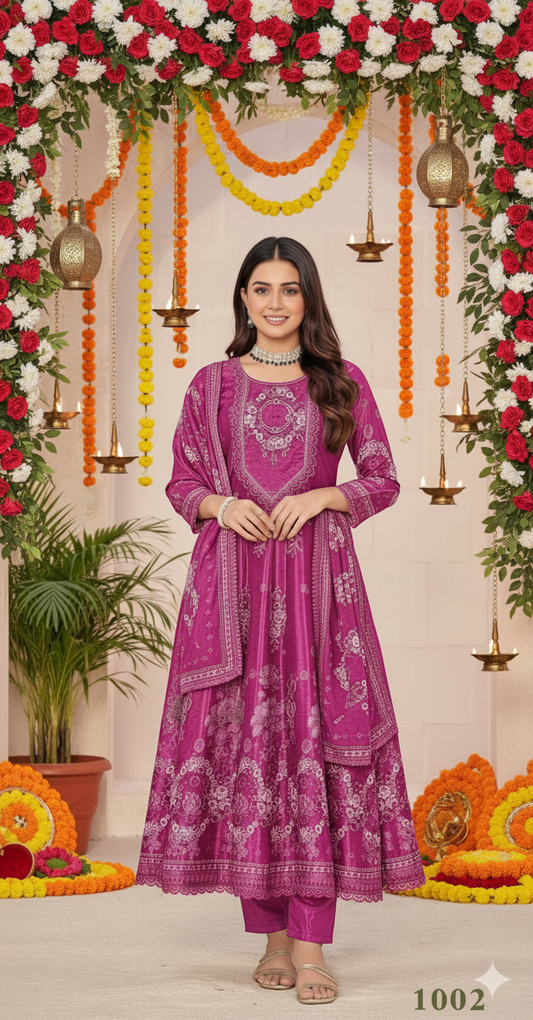 Magenta Anarkali Suits Set - Traditional Indian Ethnic Wear |